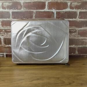 Lancome Rose Gold Metallic Rose Embossed Makeup Train Case